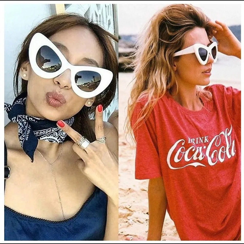 NEW Retro Cat Eye Sunglasses Red White Black